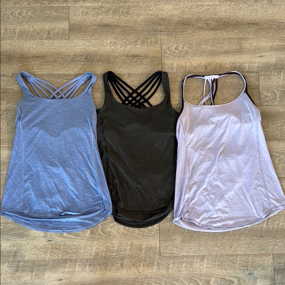 Lululemon Strappy Tank Top Set - Blue, Charcoal, and Lavender